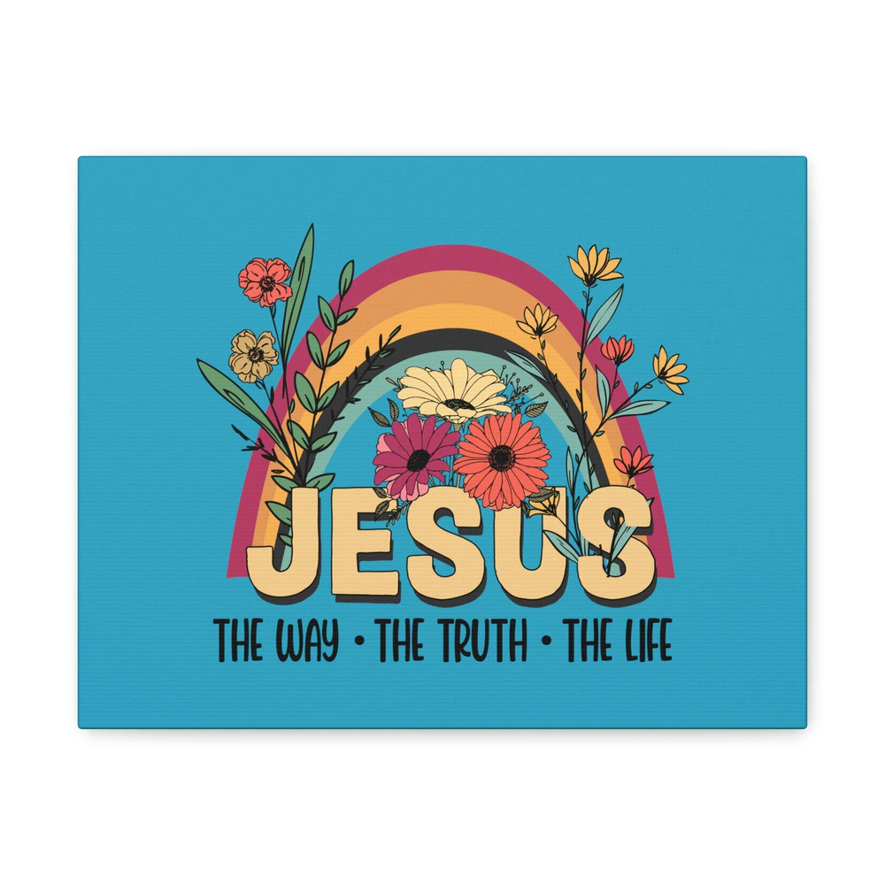 Scripture Walls John 14:6 Jesus Rainbow Flower Bible Verse Canvas Christian